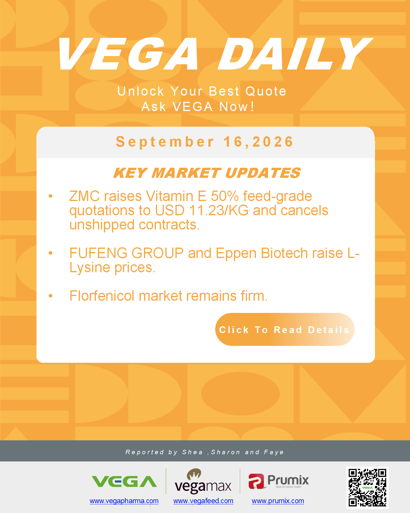 VEGA Daily 20260916 Vitamin E L Lysine Florfenicol.png